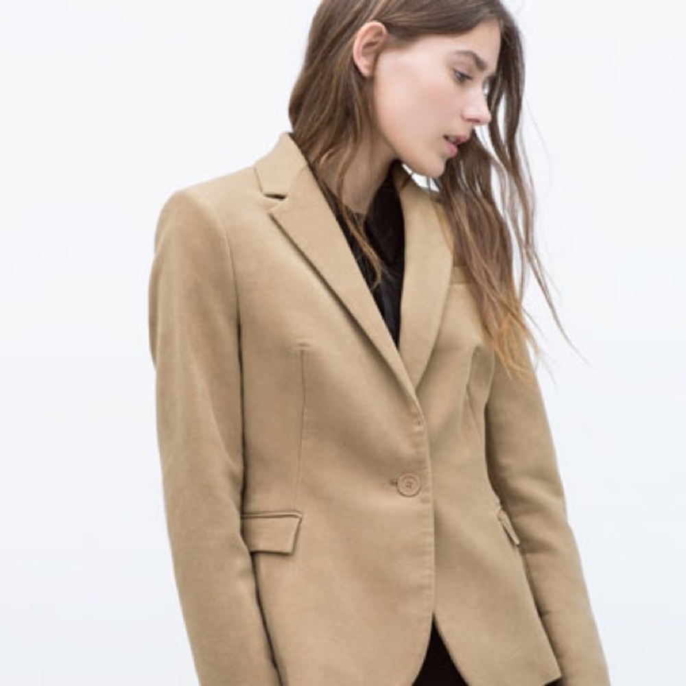 Zara Blazer With Velveteen Elbow Patches
